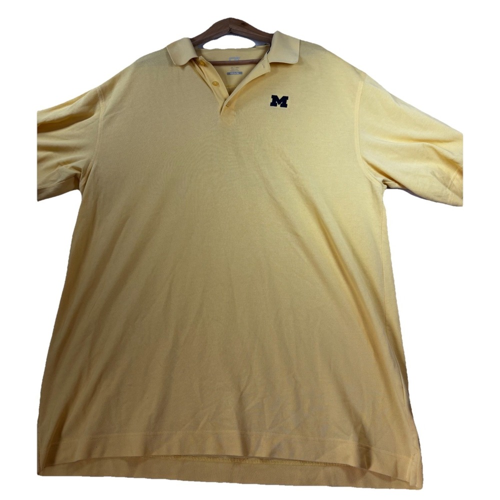 Cutter & Buck Polo Shirt‎ Mens 4XL Yellow Michigan Wolverines Football S/S Golf